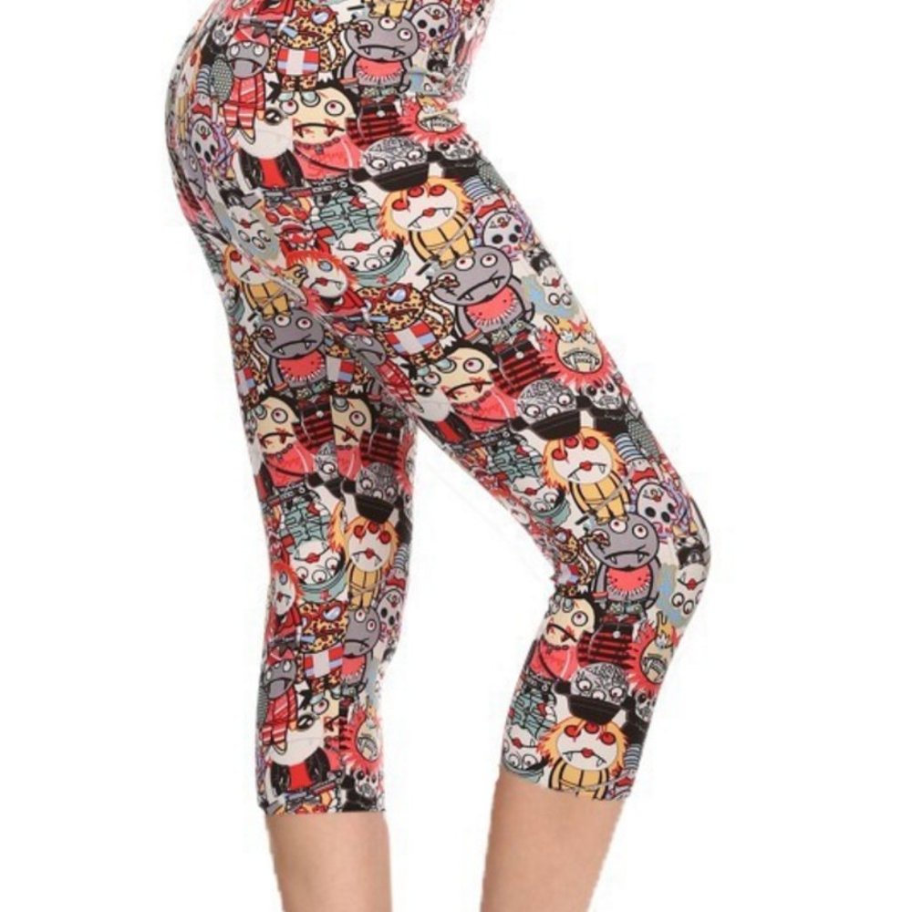 Agnes & Dora S/M Capri Leggings Monsters on Parade NWT in Original Dustbag